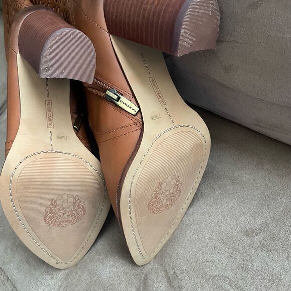 Vince Camuto Emmelia Warm Caramel Mid Calf Pointed Toe Western Heeled Boot - Picture 8 of 8